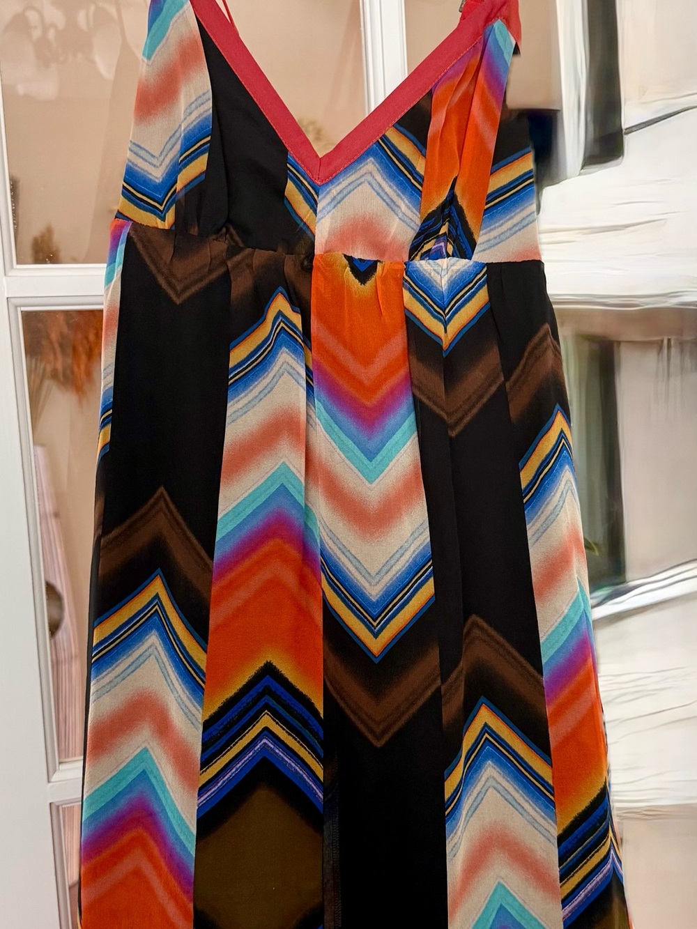 Guess Multicolor Chevron Mini Dress with Black Panels
